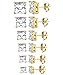 Thunaraz 316L Surgical Steel Stud Earrings Princess Cut Square Cubic Zirconia Earrings Set 6 Pairs 3mm-8mm (Golden Tone)