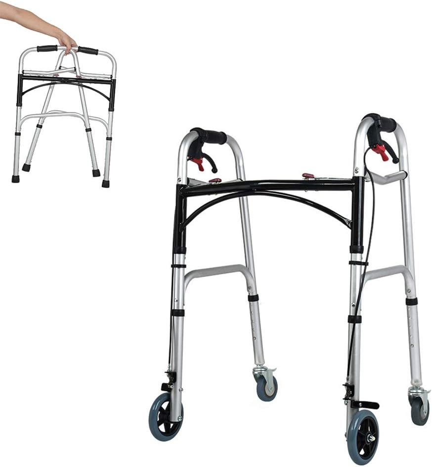 Portable Folding Rollator Walker with Seat 400 lb Capacity Height Adjustable Standard Walker Lightweight 4 Wheel Walker Rollator for Seniors, WithSeat -