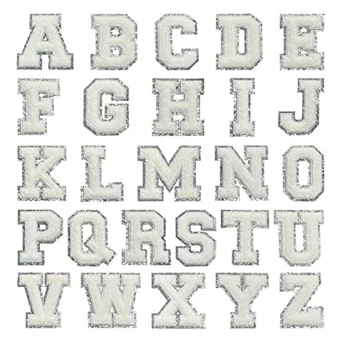 New Silver Glitter Border Letter A-Z Patch Sweater