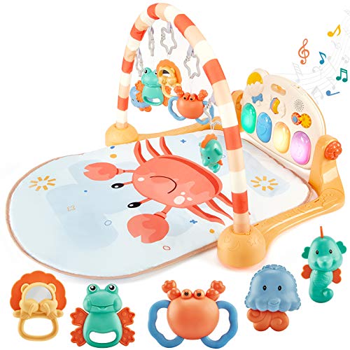 Baby Toys 0-6 Months Baby Play Mat with Piano Rattles for Baby Infant Gym Play Mat for Floor, Baby Toys 0-3-6 to 12…