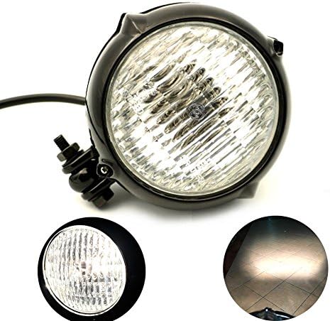 MotoFans H4 35W Hi/Low bulb Vintage Antique Style Motorcycle Headlight Retro Dyna Electra Glide Fatboy Bobber Chopper Cruiser Street Rat Rod