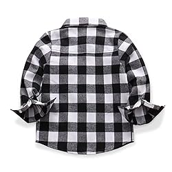 OCHENTA Big Boys' Button Down Flannel Plaid