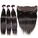 Unice Hair Malaysian Straight Virgin Hair 3 Bundles Wefts with 13X4 Ear to Ear Lace Frontal Closure Human Hair Extensions Natural Color (10 12 14+10Frontal)