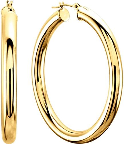 14 Karat Gold Plated 2 1/2 Inch Thick Lightweight Hoop Earring