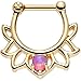 Body Candy Gold Anodized Steel Pink Synthetic Opal Lotus Septum Clicker 16 Gauge 1/4