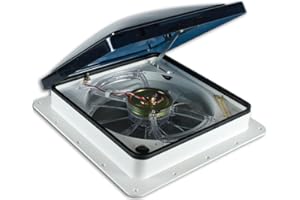 Fan-Tastic Vent RV Roof Vent with Thermostat, Model 3350, White, Manual and Automatic Speed 12 Volt RV Vent Fan, Smoke Dome R