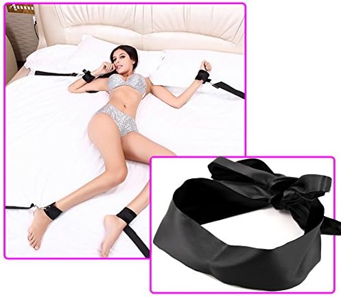 Under Bed Mattress Restraints Kit Adjustable Soft Comfortable Cuffs for Legs Ankles + Blindfold