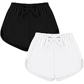 TATAKERI 2 Pack Toddler Baby Girl Shorts Solid Little Girls Shorts Baby Summer Athletic Pants with Drawstring 18M-6T