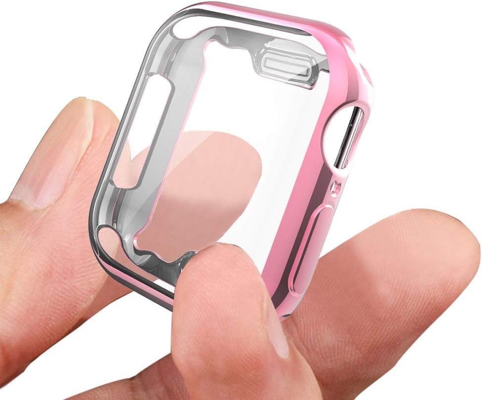 Jvchengxi for Apple Watch Serie 4/Serie 5 Screen Protector, TPU All-around Protective Case High Defination Ultra-Thin Cover for Apple Watch Series 4/5 Smartwatch (44mm, Pink)