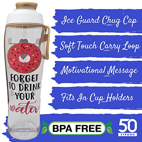 50 Strong BPA Free Reusable Water Bottle with Time Marker Motivational Fitness Bottles Hours