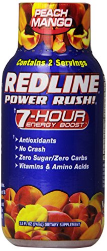 VPX REDLINE Power Rush 7hr Energy Shot Beverage, Peach Mango, 2.5-Ounce Bottles (Pack of 24)