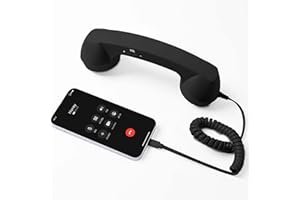 BUAITO Retro Style Type-C Phone Handset, Type-C Retro Telephone Style Landline Handle Receiver with Microphone Speaker for iPhone iPad Mobile Phones Cellphone Smartphone(Black,Wired)