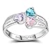 Lam Hub Fong Personalized Mother Rings with 3 Birthstone Mother Daughter Rings Sterling Silver Ring for Women