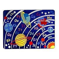 YRUGS Educational Kids Area Rugs, Children Learning Rugs with ABC Numbers Shapes, Animal Large Carpet Vibrant Alphabet Play Mat, for Children Bedroom Living Room Classroom, Cosmic Planet