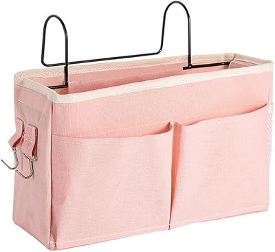 croselyu Bedside Hanging Storage Bag Pink Multifunctional Organizer 29x19x10.5