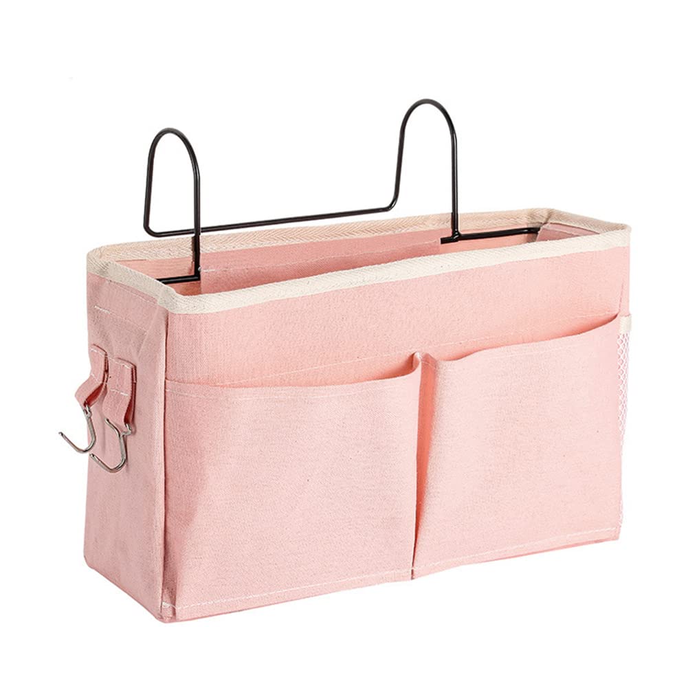 croselyu Home Multifunctional Bedside Hanging Bag College Dormitory Bedside Cloth Hanging Basket Bed Clutter Sorting Storage Bag Magazine Book Storage Bag (Pink)