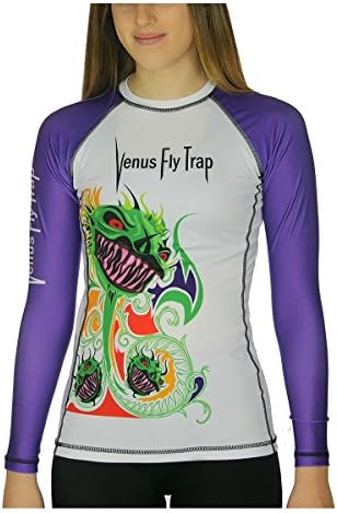 Sicchic Women's Venus Fly Trap Rash Guard Size Large Purple and White
