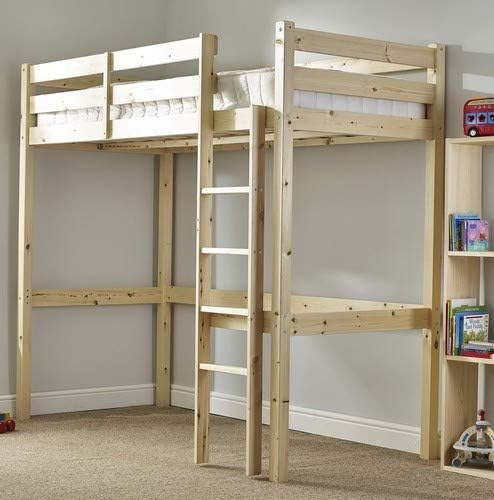 STRICTLY BEDS&BUNKS Icarus High Sleeper Bunk Bed, Heavy Duty Solid Pine 3ft Single - Suitable for Adults, Natural