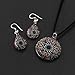 925 Sterling Silver Glass Jewelry Black Pink Flower Mandala Design Dangle Teardrop Earrings