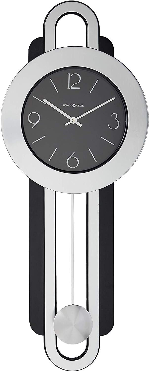 Amazon Com Howard Miller Gwyneth Wall Clock 625 340 Modern Round With Pendulum Quartz Movement Home Kitchen
