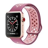 YC YANCH Greatou Compatible for Apple Watch Band 38mm,Soft Silicone Sport Band Replacement Wrist Strap Compatible for iWatch Apple Watch Series 3/2/1,Nike+,Sport,Edition,M/L,Violetdust Plumfog