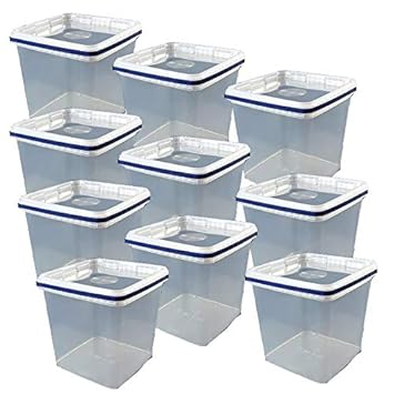 10 x 5 L Eimer mit Deckel eckig KLAR Kunststoff Plastikeimer lebensmittelecht