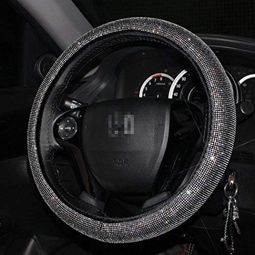 Back Packers Steering Wheel Cover Diamond Microfiber Leather Steering Car Wheel Covers Universal Size with Crystal Bling Bling Rhinestones for Girls