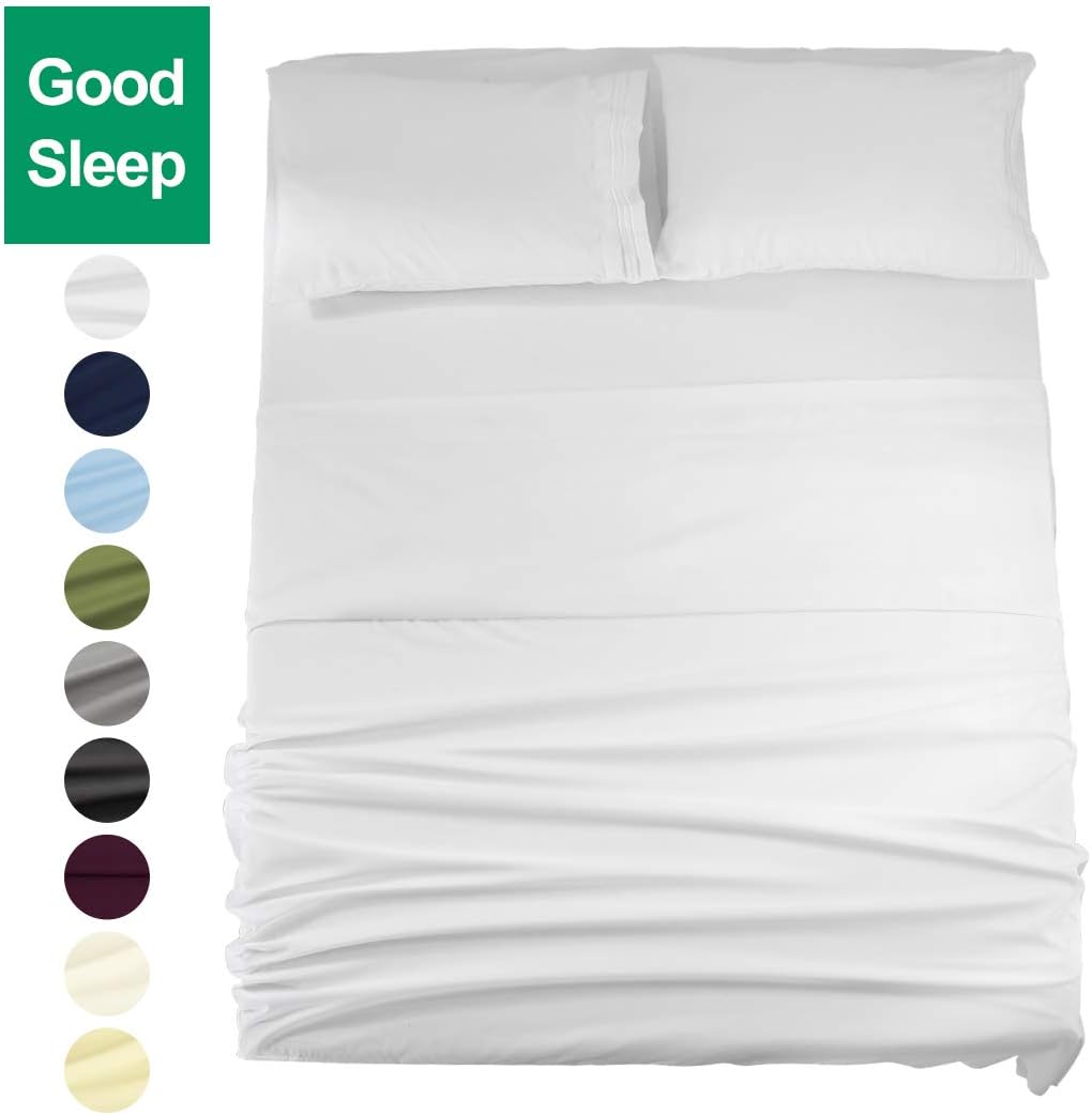 EASELAND 4-Pieces Twin XL Bed Sheets Set 1800 Series Microfiber-Wrinkle & Fade Resistant,14" Deep Pocket,Hypoallergenic Bedding Set,Twin XL,White