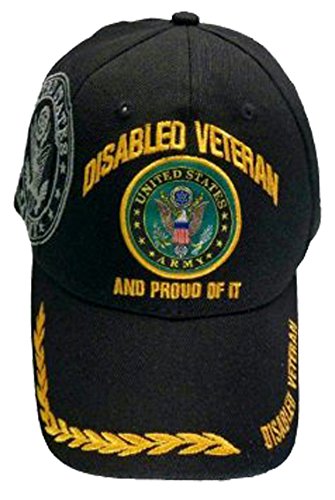 Disabled Veteran US ARMY Baseball Cap Black Logo Hat Proud of It Golden Wreath