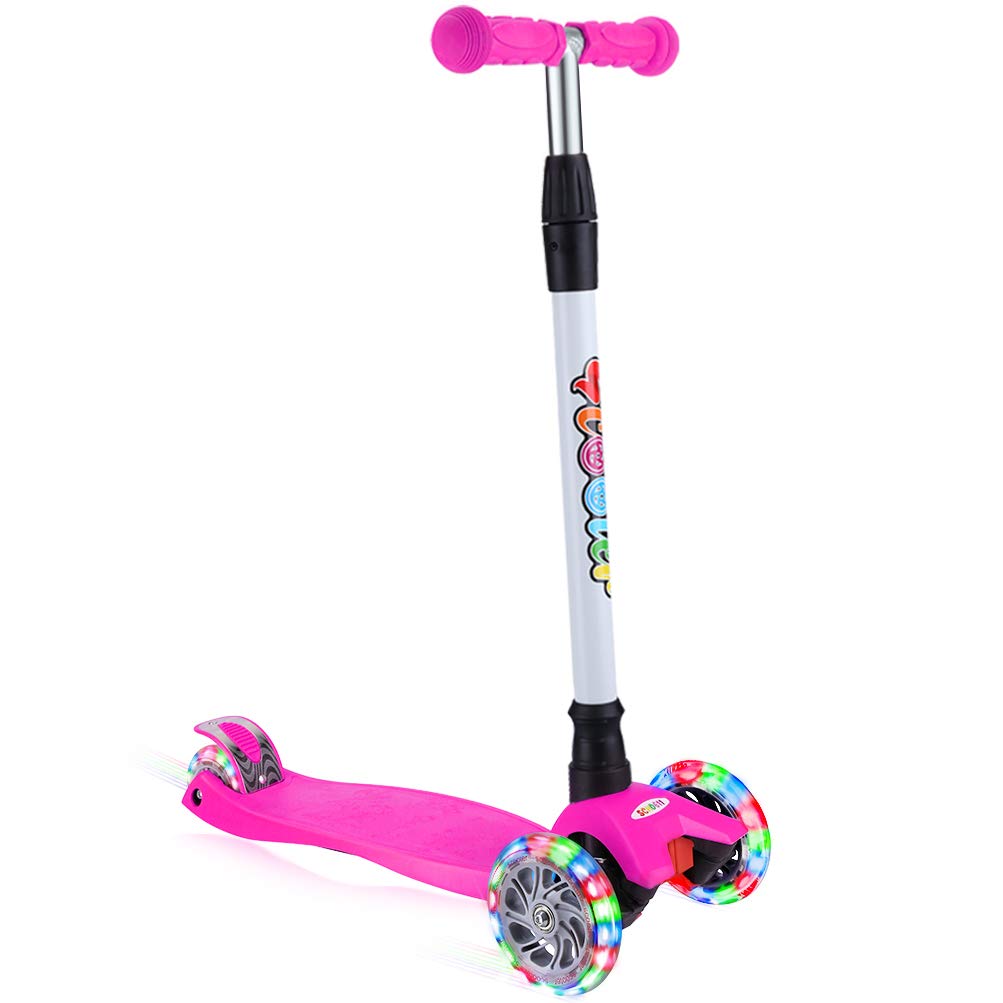 BELEEV Kick Scooter for Kids 3 Wheel Scooter, 4 Adjustable Height, Lean to Steer with PU LED Light Up Wheels for Children from 3 to 14 Years Old