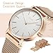 Watch,Mens Women Watch Luxury Fashion Rose Gold Super Thin Case Waterproof Analog Quartz Magnetic Mesh Band Wrist Watch