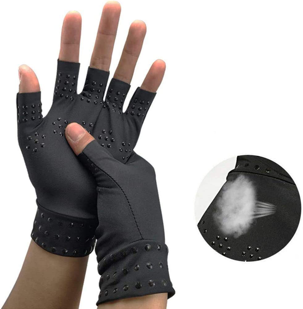 RZJZGZ Arthritis Gloves Compression Gloves Fingerless Gloves Magnetic Anti-Arthritis Therapeutic Therapy Fingerless Gloves Relief Hand Pain Relief Heal Joints Relief (Black, 1 Pack)