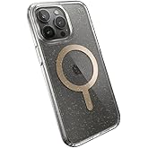 Speck Presidio Lux Glitter MagSafe Case for Apple iPhone 16 Pro Max, Clear/Gold Glitter