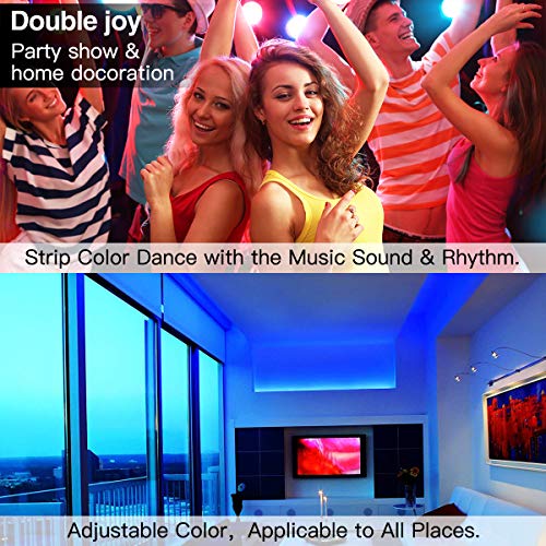 L8star LED Color Changing Rope 32.8ft(10m) SMD 5050 Light Strips with Bluetooth Controller Sync to Music Apply for TV, Bedroom, Party and Home Decoration, RGB+White