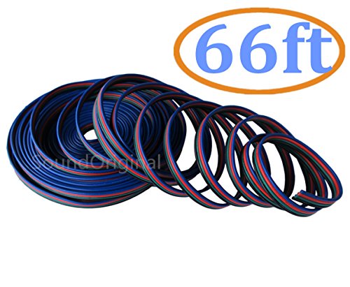 SoundOriginal 5050 RGB Led Light Strip Extension Cable Line - 3528 5050 5630 RGB 4pin Multicolor Connector Cable 20m/66ft