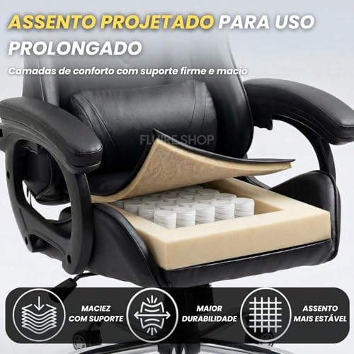 Cadeira Gamer DAZZ X-Rocker Preta, Almofadas Lombar e Cervical, Cadeira de Escritorio Ergonômica com Ajuste de Altura Encosto Reclinável e Mecanismo Borboleta para Jogos Home Office Estudos e Trabalho