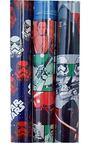 Star Wars Force Awakens Gift Wrapping Paper 3 Assorted Rolls Storm Troopers, Kylo Ren, Mutli-Character