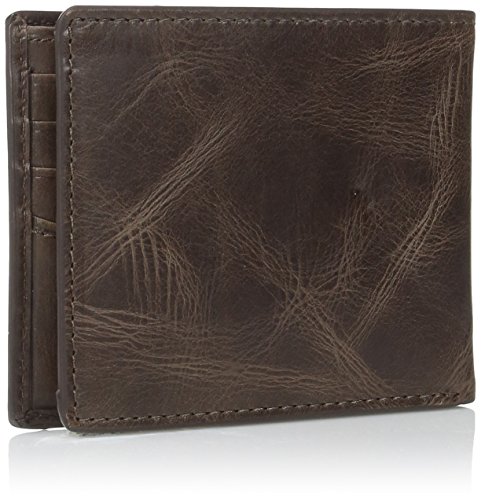 Fossil Men's RFID Blocking Leather Derrick Passcase Wallet, Dark Brown, One Size