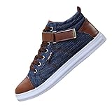 Men Casual canvas denim boat shoes flat Ankle boot lace up