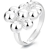 Dangling Beaded Ball Unique Open Ring for Women Tassel Bead Small Balls Swinging Dainty Adjustable Comfort Fit Finger Rings Middle Tail Personalized Geometry Silver Jewelry Birthday Christmas