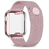 jwacct Stainless Steel Bands Compatible with Apple Watch Band 40mm - with Full Screen Protector for iWatch Series 4/5 - Adjustable Metal Magnetic Strap in 8 Classy Colors (Rose Gold)