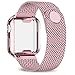 jwacct Stainless Steel Bands Compatible with Apple Watch Band 40mm - with Full Screen Protector for iWatch Series 4/5 - Adjustable Metal Magnetic Strap in 8 Classy Colors (Rose Gold)