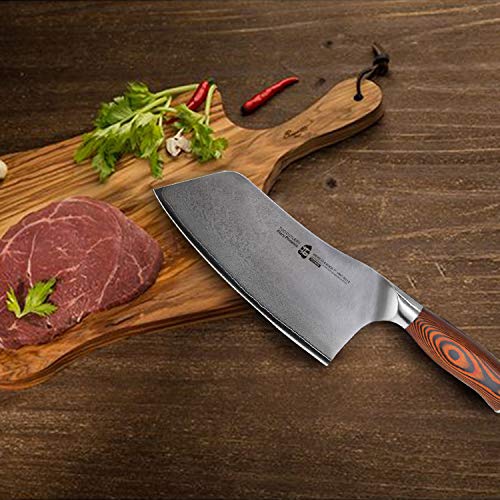 TUO Cutlery Cleaver Knife Japanese AUS10 67Layers Damascus Steel Chinese Chef's Knife for