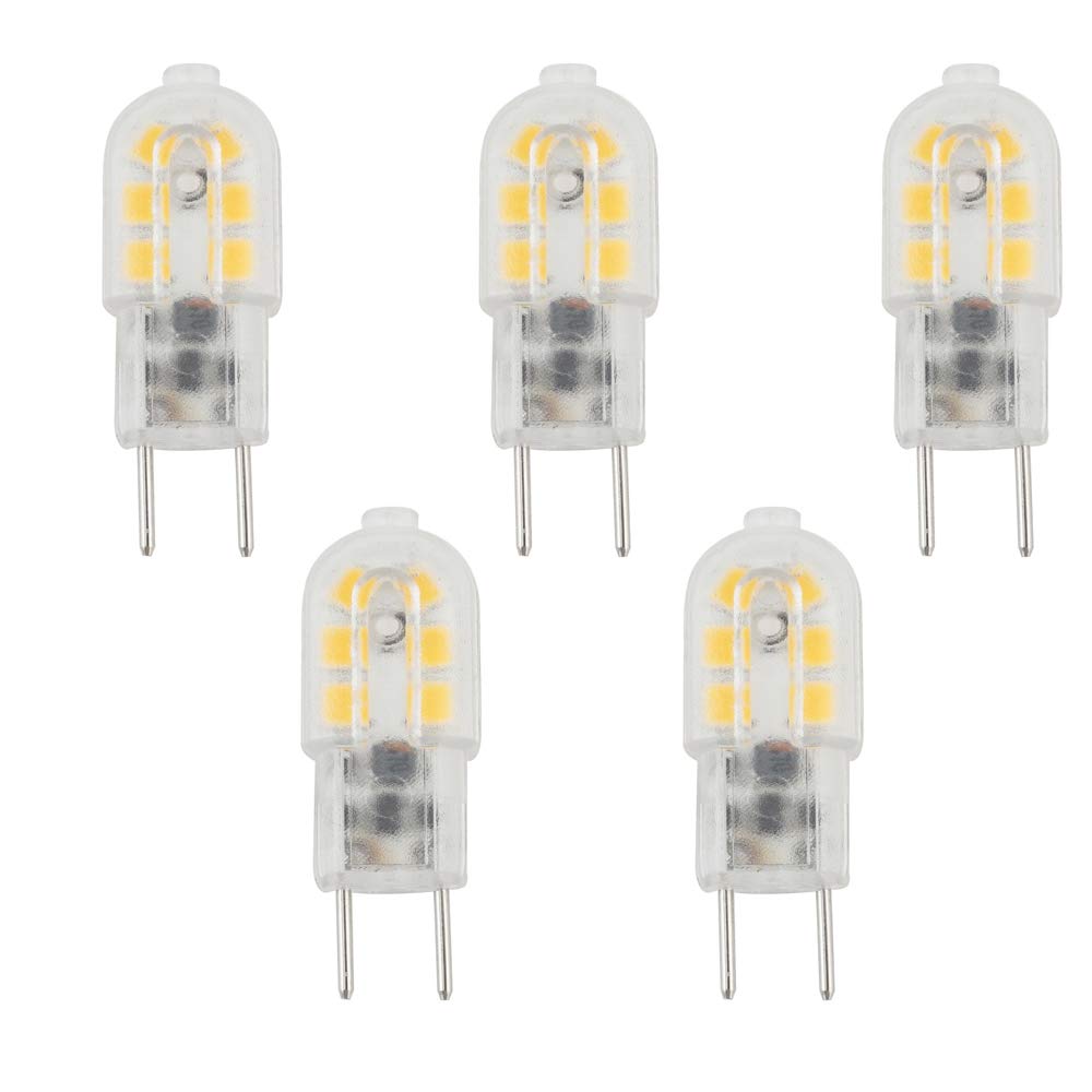 Bonlux 3 W G6.35 LED Lamp Bulb AC/DC 12 V Warm White 3000 K Bi Pin JC Type GY6.35 Bulb for Desk Lamp, Accent, Display, Landscape Lighting (Pack of 5)