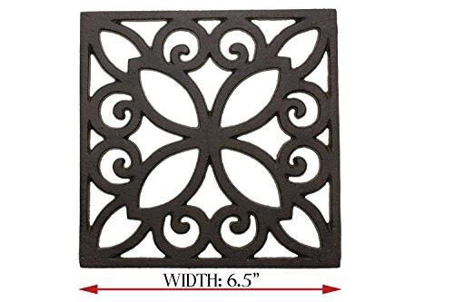 image for Decorative Cast Iron Trivet For Kitchen Or Dining Table | Square with 