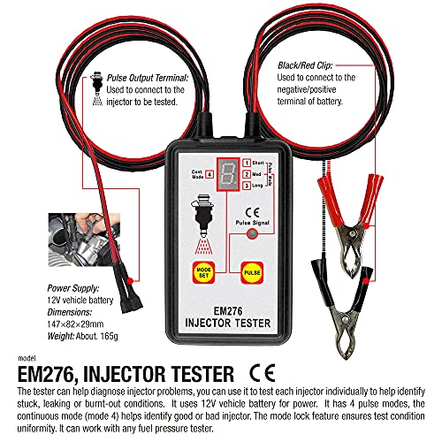 allsun em276 12V DIY Auto Fuel Injector Tester and Cleaner with 2