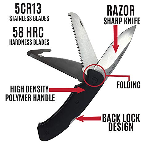TreeHopper 3 in 1 Field Dress Knife. Includes Knife, Bone Saw, and Gut Hook, Perfect for