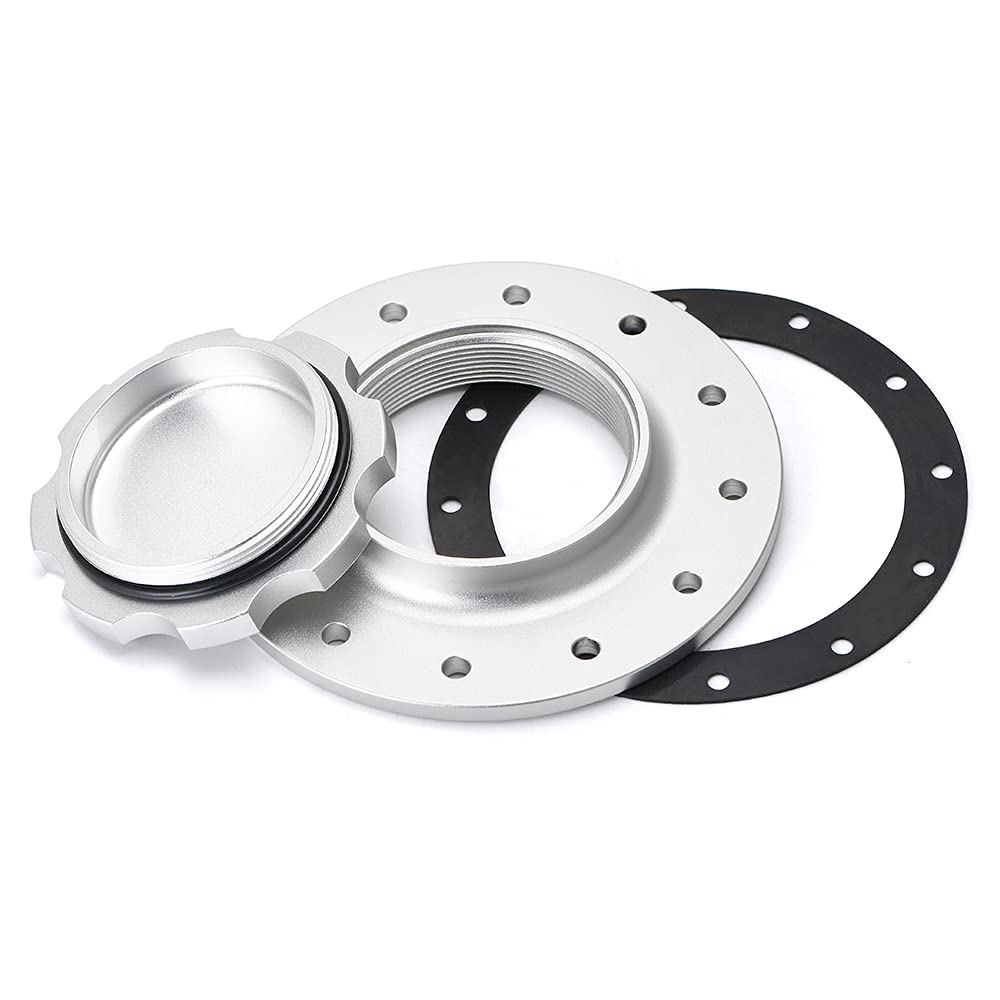 Photo 1 of PQY Billet Aluminum Easy Fill Fuel Cell Gas Cap With 12 Hole Cell Bung and Gasket Sliver