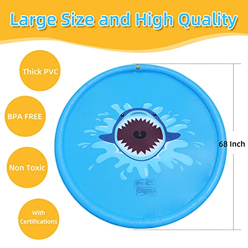 RAKEESA Sprinkler for Kids, Sprinkler Pad & Splash Play Mat 68\
