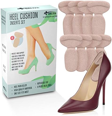 Premium Heel Cushion Pads 8 PCS - Self-Adhesive Shoe Insoles - Soft Gel Shoe Inserts - Blister and Callus Prevention and Protection Heel Pain Relief for Men and Women (Beige)